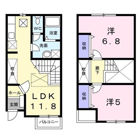 ヴィラウィステリアBの物件間取画像